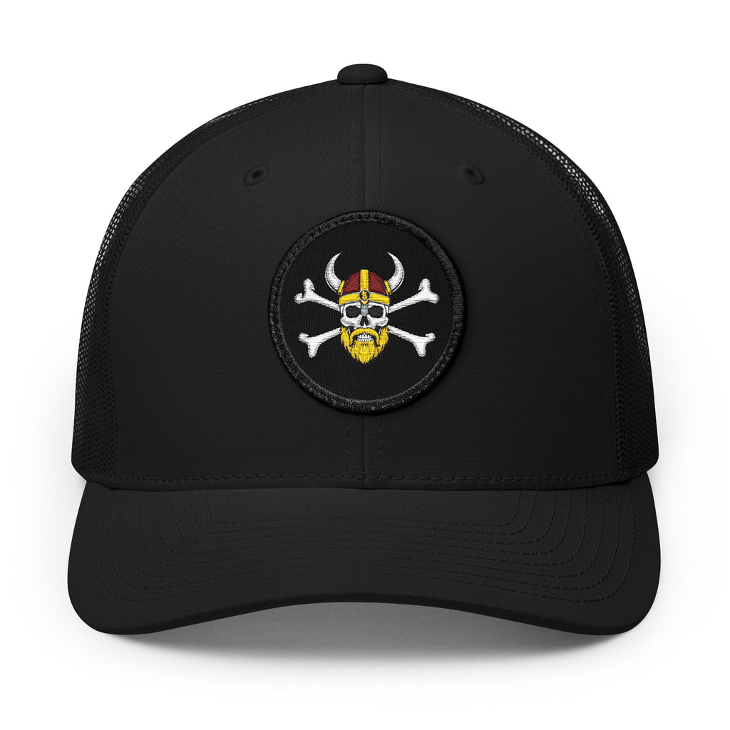 Viking Skull Trucker Hat — Embroidered Patch Snapback