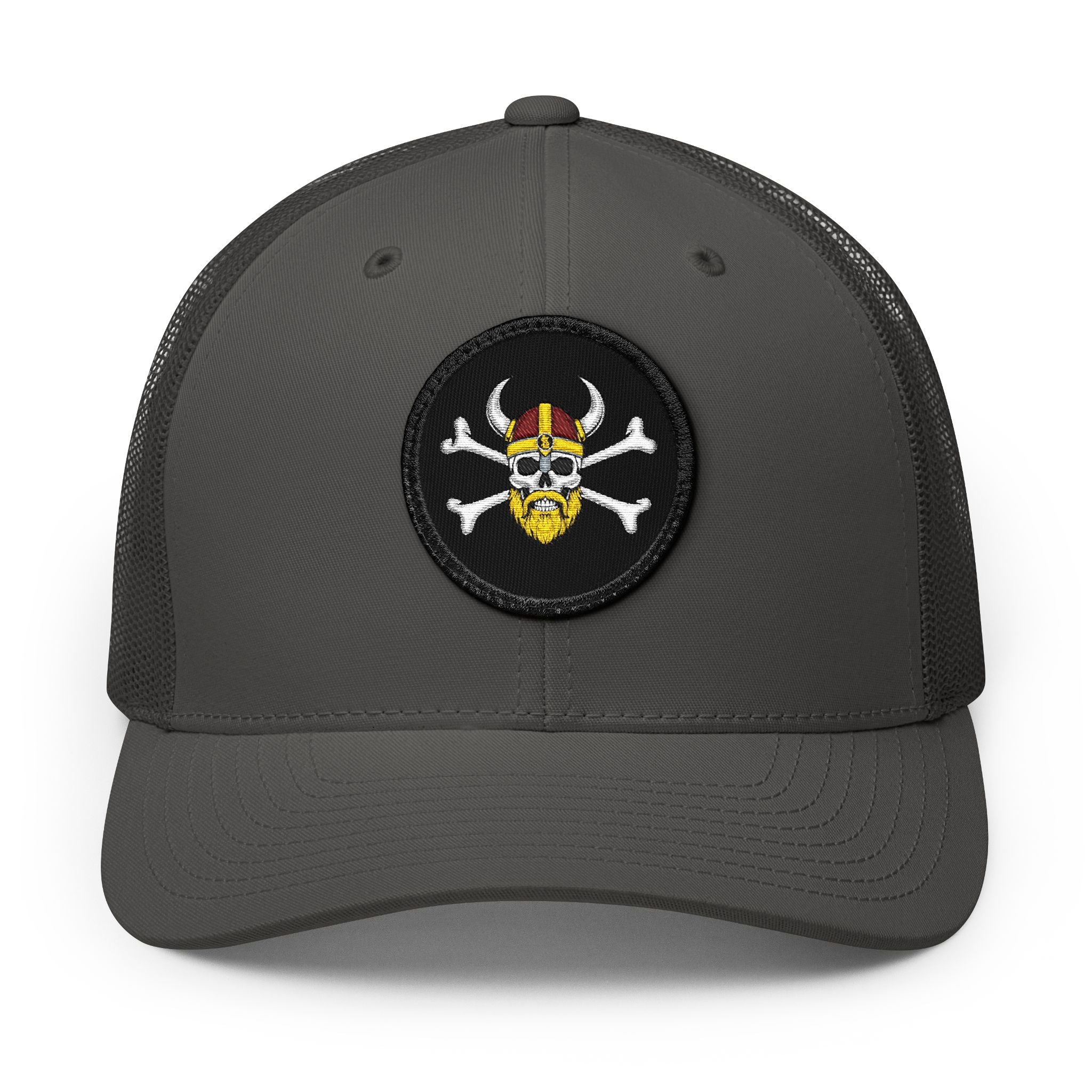 Viking Skull Trucker Hat — Embroidered Patch Snapback
